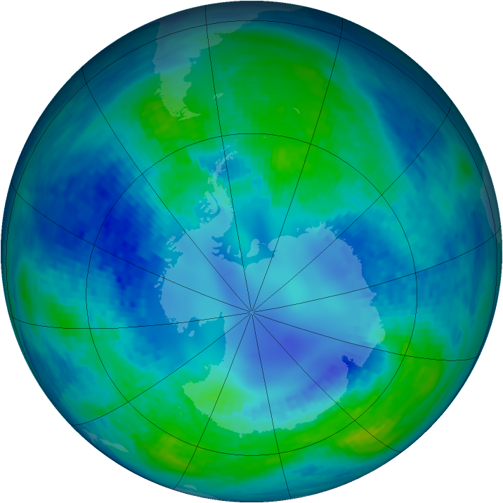 Antarctic ozone map for 19 April 1994
